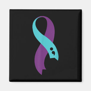 Teal Purple Ribbon Semicolon Suicide Prevention Aw Magnet