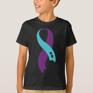 Teal Purple Ribbon Semicolon Suicide Prevention Aw T-Shirt