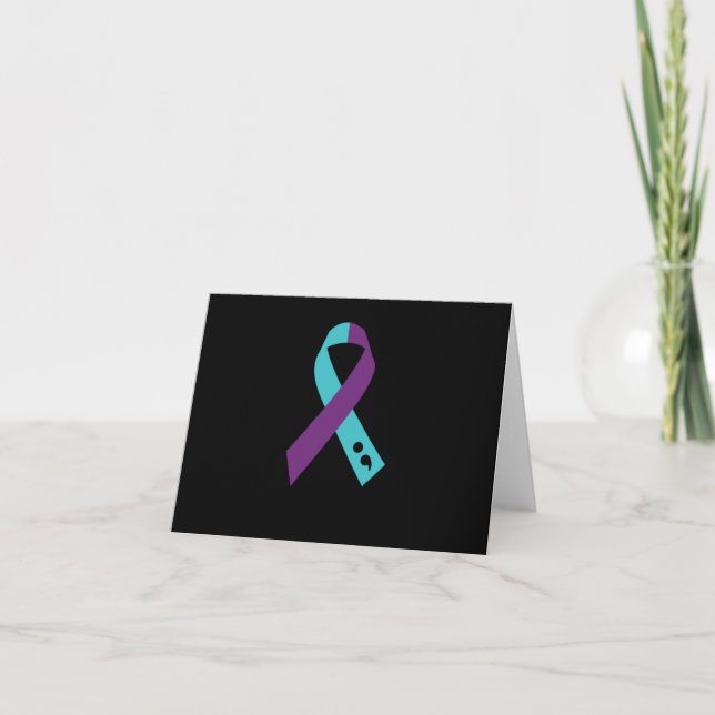 Teal Purple Ribbon Semicolon Suicide Prevention Invitation (Front)