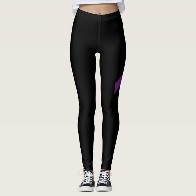Teal Purple Ribbon Semicolon Suicide Prevention Leggings (Front)