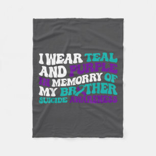 Teal Purple Ribbon Suicide Awareness Brother Aware Fleece Blanket