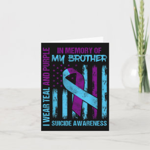 Teal Purple Ribbon Suicide Awareness Flag Brother  Card