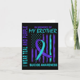 Teal Purple Ribbon Suicide Awareness Flag Brother Card