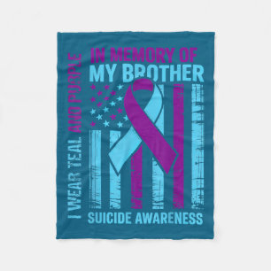 Teal Purple Ribbon Suicide Awareness Flag Brother Fleece Blanket