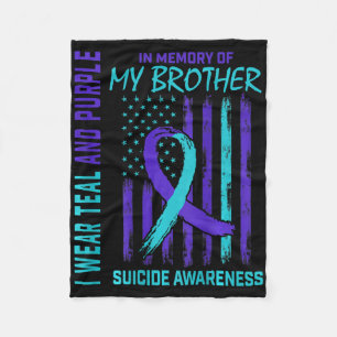 Teal Purple Ribbon Suicide Awareness Flag Brother  Fleece Blanket