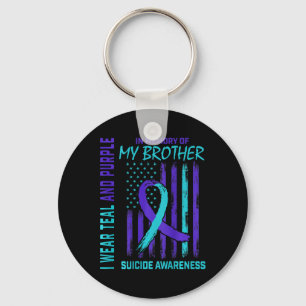 Teal Purple Ribbon Suicide Awareness Flag Brother Key Ring