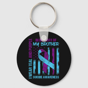 Teal Purple Ribbon Suicide Awareness Flag Brother Key Ring