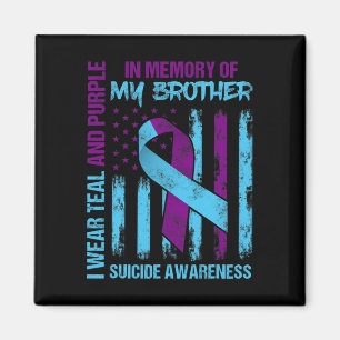Teal Purple Ribbon Suicide Awareness Flag Brother  Magnet