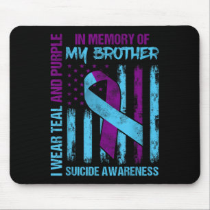Teal Purple Ribbon Suicide Awareness Flag Brother Mouse Mat