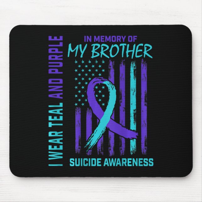 Teal Purple Ribbon Suicide Awareness Flag Brother  Mouse Mat (Front)