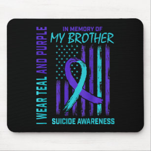 Teal Purple Ribbon Suicide Awareness Flag Brother  Mouse Mat