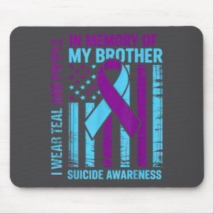Teal Purple Ribbon Suicide Awareness Flag Brother  Mouse Mat