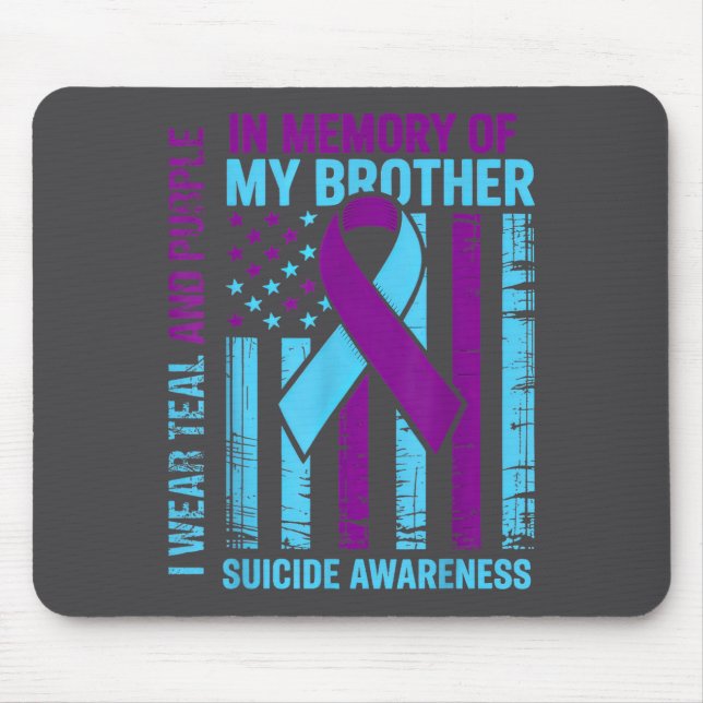 Teal Purple Ribbon Suicide Awareness Flag Brother  Mouse Mat (Front)