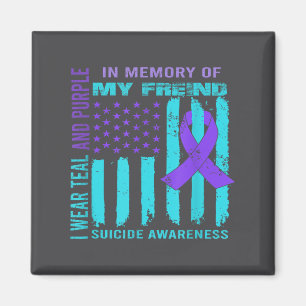 Teal Purple Ribbon Suicide Awareness Flag Freind B Magnet