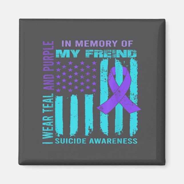 Teal Purple Ribbon Suicide Awareness Flag Freind B Magnet (Front)