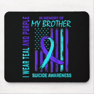 Teal Purple Ribbon Suicide Awareness Flag I Miss M Mouse Mat