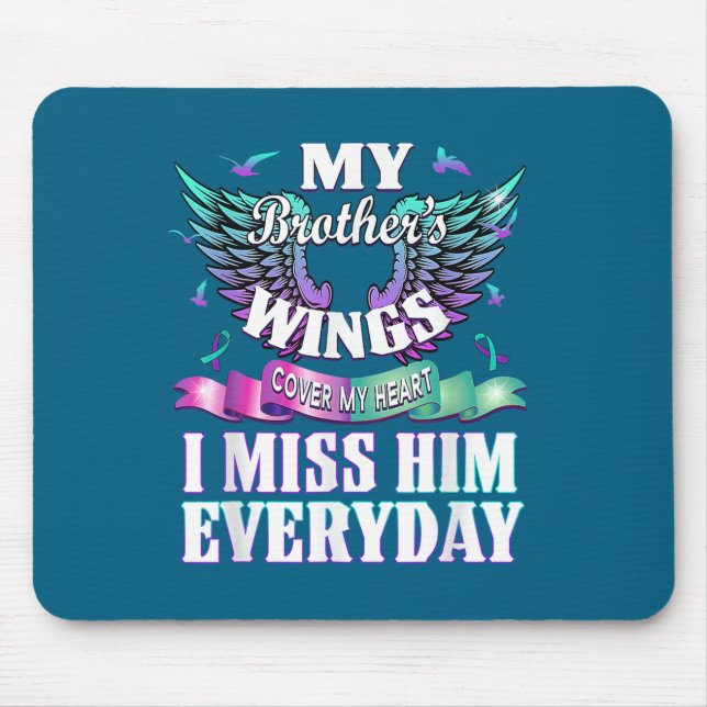 Teal Purple Ribbon Suicide Awareness Flag I Miss M Mouse Mat (Front)