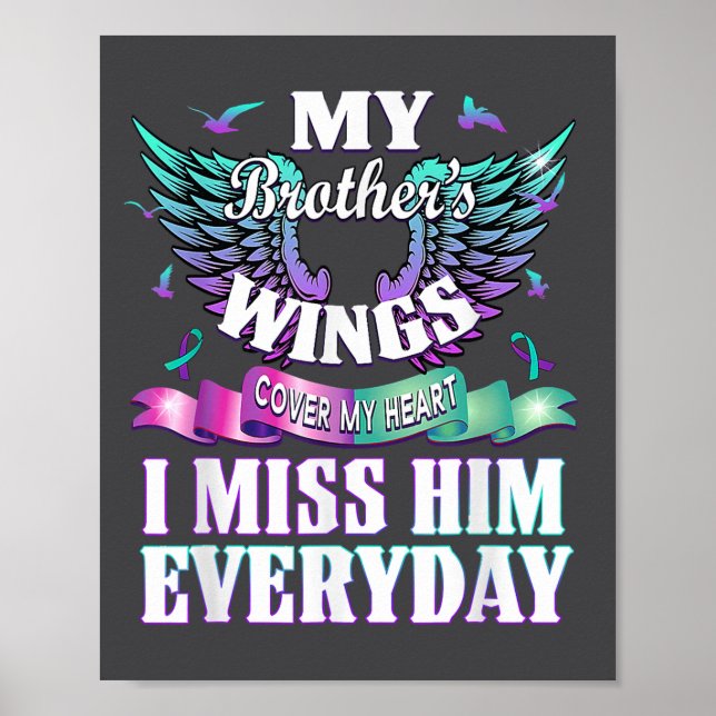 Teal Purple Ribbon Suicide Awareness Flag I Miss M Poster (Front)