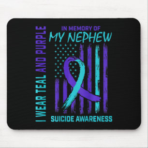 Teal Purple Ribbon Suicide Awareness Flag Nephew B Mouse Mat