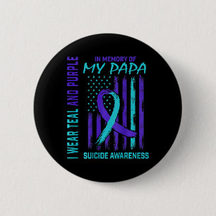 Teal Purple Ribbon Suicide Awareness Flag Papa Bac 6 Cm Round Badge