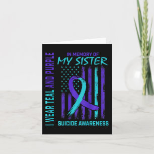 Teal Purple Ribbon Suicide Awareness Flag Sister B Card