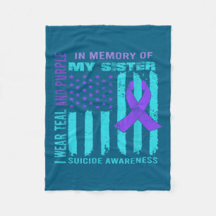 Teal Purple Ribbon Suicide Awareness Flag Sister B Fleece Blanket