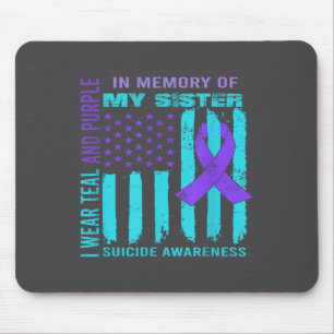 Teal Purple Ribbon Suicide Awareness Flag Sister B Mouse Mat