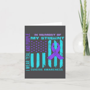 Teal Purple Ribbon Suicide Awareness Flag Student  Card