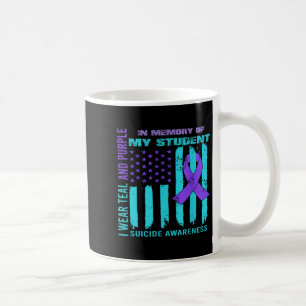 Teal Purple Ribbon Suicide Awareness Flag Student  Coffee Mug