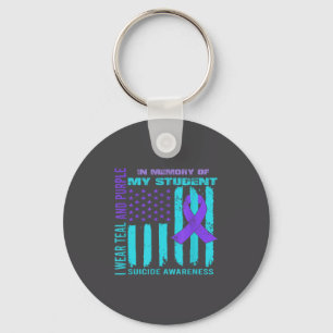 Teal Purple Ribbon Suicide Awareness Flag Student  Key Ring