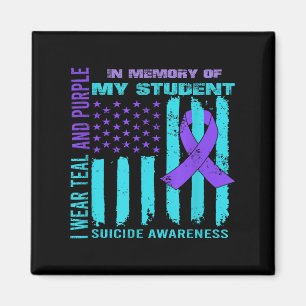 Teal Purple Ribbon Suicide Awareness Flag Student  Magnet