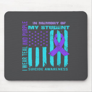 Teal Purple Ribbon Suicide Awareness Flag Student Mouse Mat