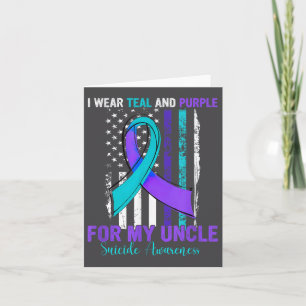 Teal Purple Ribbon Suicide Awareness Flag Uncle Card