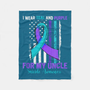 Teal Purple Ribbon Suicide Awareness Flag Uncle  Fleece Blanket