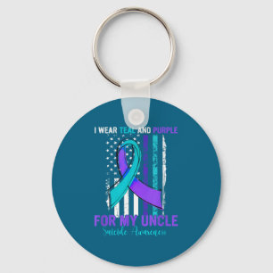 Teal Purple Ribbon Suicide Awareness Flag Uncle  Key Ring