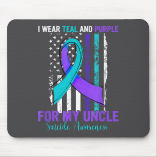 Teal Purple Ribbon Suicide Awareness Flag Uncle Mouse Mat