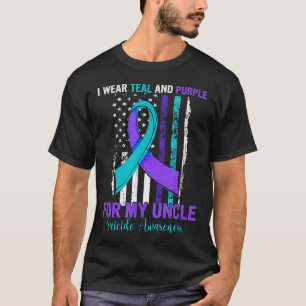 Teal Purple Ribbon Suicide Awareness Flag Uncle T-Shirt