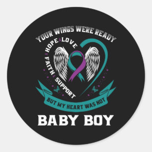 Teal Purple Ribbon Suicide Awareness Prevention So Classic Round Sticker