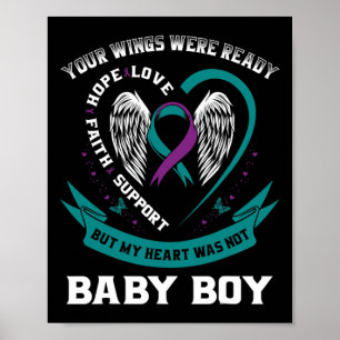 Teal Purple Ribbon Suicide Awareness Prevention So Poster