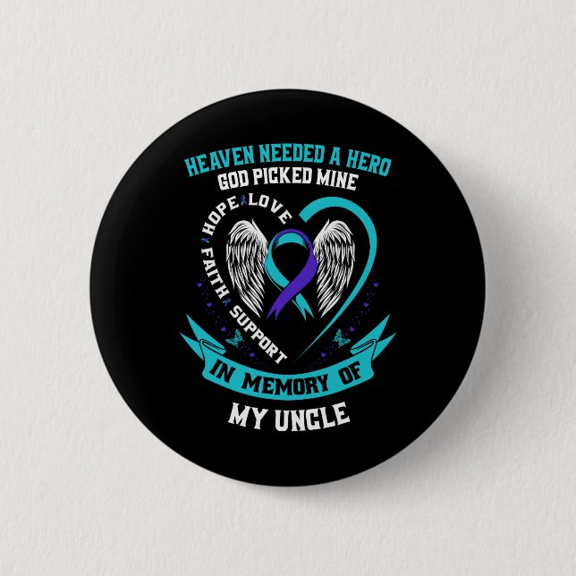 Teal Purple Ribbon Suicide Awareness Shirt Uncle M 6 Cm Round Badge (Front)