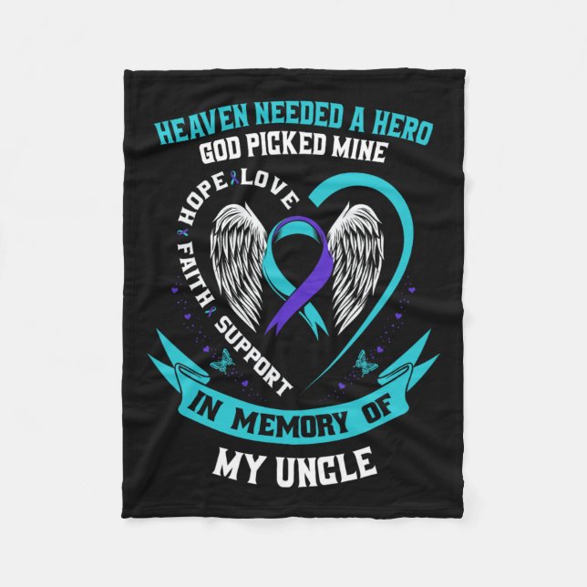 Teal Purple Ribbon Suicide Awareness Shirt Uncle M Fleece Blanket (Front)
