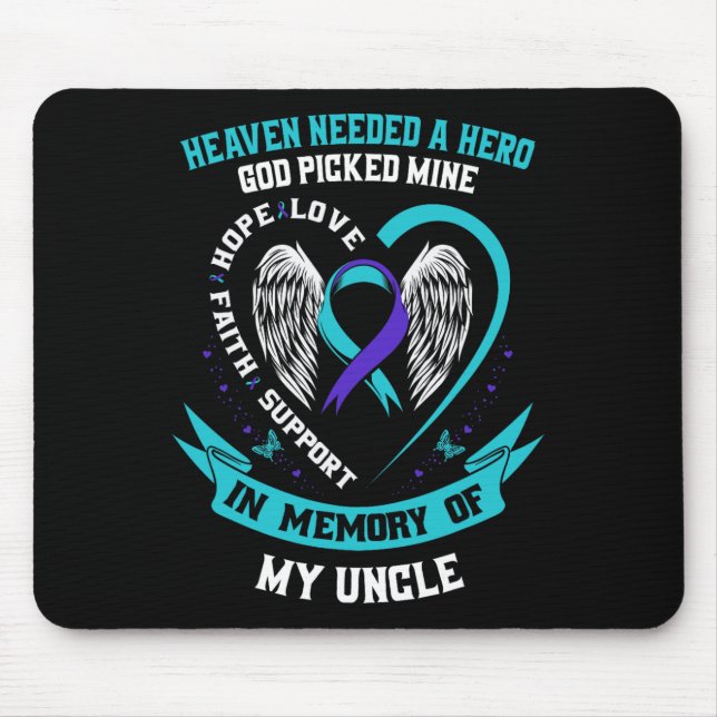 Teal Purple Ribbon Suicide Awareness Shirt Uncle M Mouse Mat (Front)