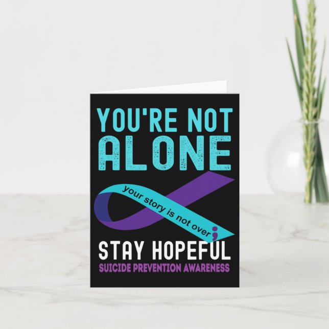 Teal Purple Ribbon Support Suicide Prevention Awar Card (Front)