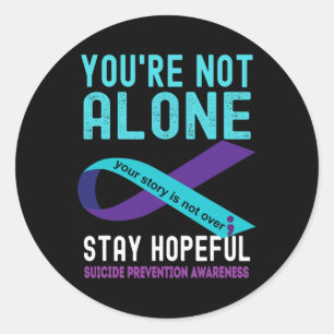 Teal Purple Ribbon Support Suicide Prevention Awar Classic Round Sticker
