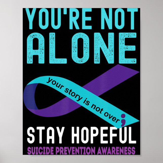 Teal Purple Ribbon Support Suicide Prevention Awar Poster (Front)
