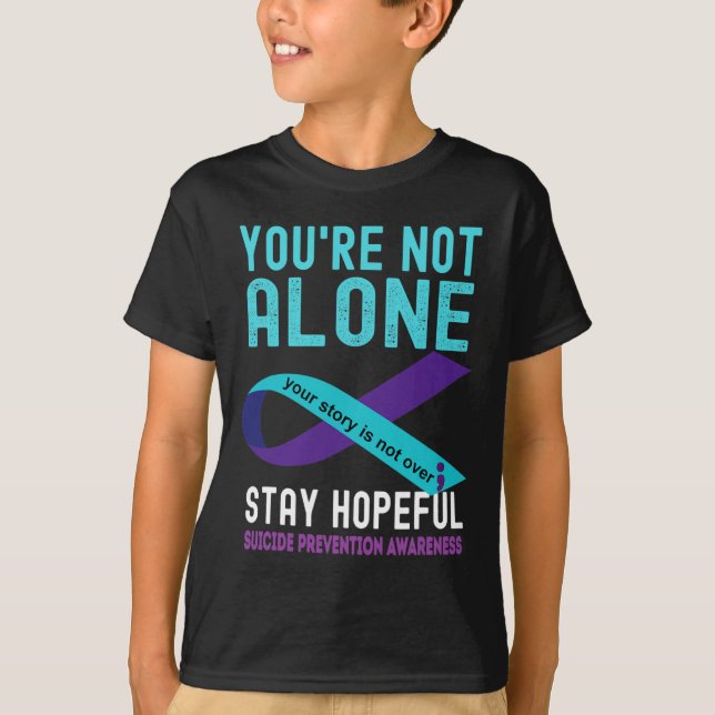 Teal Purple Ribbon Support Suicide Prevention Awar T-Shirt (Front)