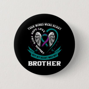 Teal Purple Ribbon Wing Suicide Awareness 6 Cm Round Badge