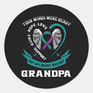 Teal Purple Ribbon Wing Suicide Awareness Preventi Classic Round Sticker