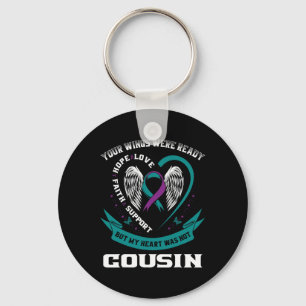 Teal Purple Ribbon Wings Suicide Awareness Prevent Key Ring
