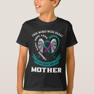 Teal Purple Ribbon Wings Suicide Awareness Prevent T-Shirt